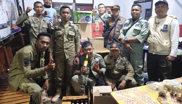 Sasar Tiga Lokasi, SATPOL PP Sumbawa-NTB, Sita 295 Botol Miras