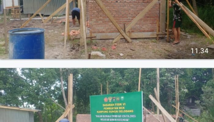 Satgas TMMD Kodim 0322/Siak Pacu Pekerjaan, Pembersihan Sekitar TMAB dan Pembuatan MCK Capai Tahap Lanjut