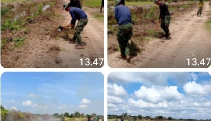 Hari ke-9 TMMD ke-126 Kodim 0322/Siak, Satgas dan Warga Fokus Lanjutkan Pembersihan Sawah dan Jalan Semenisasi