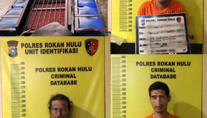 Tiga orang Penambang Emas Ilegal di Sungai Rokan di bekuk polres Rokan hulu.