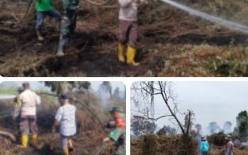 Personil Polsek Sungai Mandau Sigap Tangani Titik Api di Muara Bungkal, Karhutla Berhasil Dipadamkan