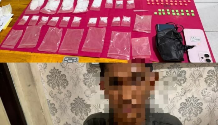 JARINGAN NARKOTIKA DI KANDIS, DUA BANDAR DITANGKAP POLRES SIAK, DENGAN RATUSAN GRAM SHABU DAN PULUHAN PIL EKSTASI.